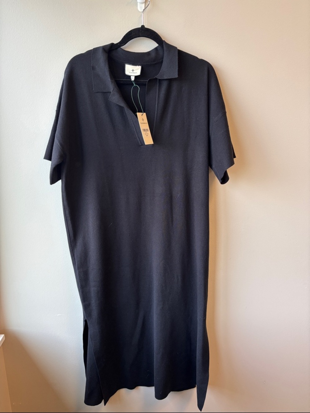 Tuckernuck Black Polo Knit Shirt Dress